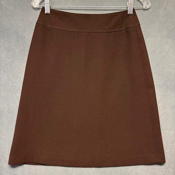 Vintage Handmade Nylon Lined Skirt A Line Chocolate Brown Office Vixen 80s Work - Picture 1 of 8